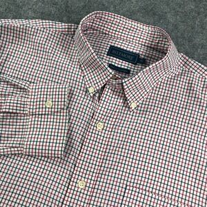 Biltmore Performance Mens Button Down Shirt XL White Plaid/Check Long Sleeve